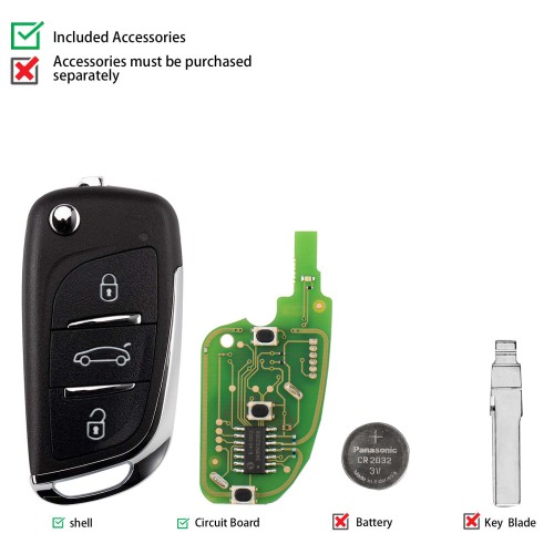 CGDI C13-000002 DS 3 Buttons Wire Remote Used with CGDI K2 Remote Key Programmer 5PCS
