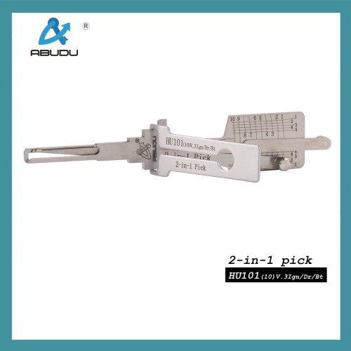 ABUDU AIAC001U HU101 Ignition Universal Door Lock Side-Milled Dual Track Pick and Decoder Tool, 10-Cut Depth