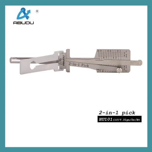 ABUDU AIAC001U HU101 Ignition Universal Door Lock Side-Milled Dual Track Pick and Decoder Tool, 10-Cut Depth