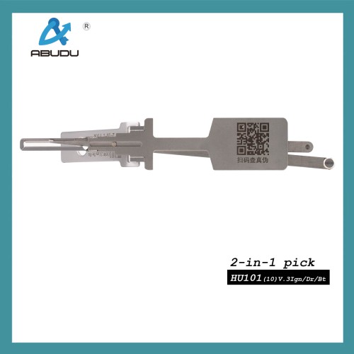 ABUDU AIAC001U HU101 Ignition Universal Door Lock Side-Milled Dual Track Pick and Decoder Tool, 10-Cut Depth