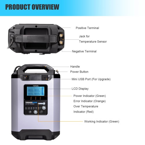 TOPDON Tornado90000 - 90A Stable Power Supply & Smart Charger 12V/24V