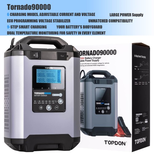 TOPDON Tornado90000 - 90A Stable Power Supply & Smart Charger 12V/24V