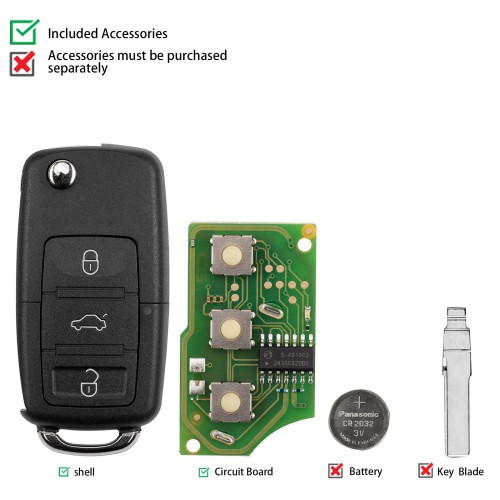 CGDI C13-000001 B5 Type 3 Buttons Wire Remote Used with CGDI K2 Remote Key Programmer 5PCS