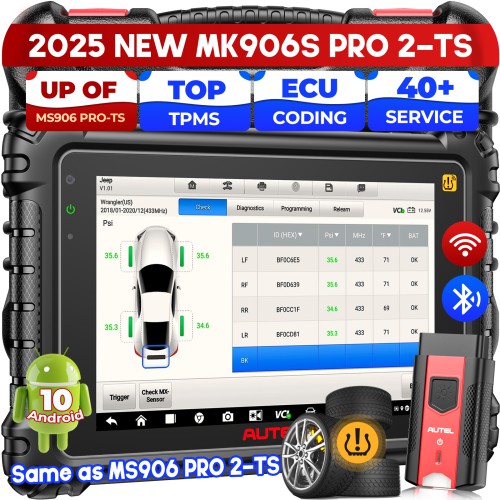 AUTEL MaxiCOM MK906S PRO-TS Support TPMS, AutoVIN, OE-level Diagnostics, Read/Erase Codes, View Freeze Frame Live Data with Bluetooth