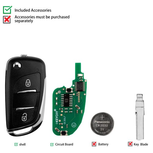 KEYDIY KD NB11-2 PCF Universal Flip Remote Key 2 Buttons for PSA Type 5PCS
