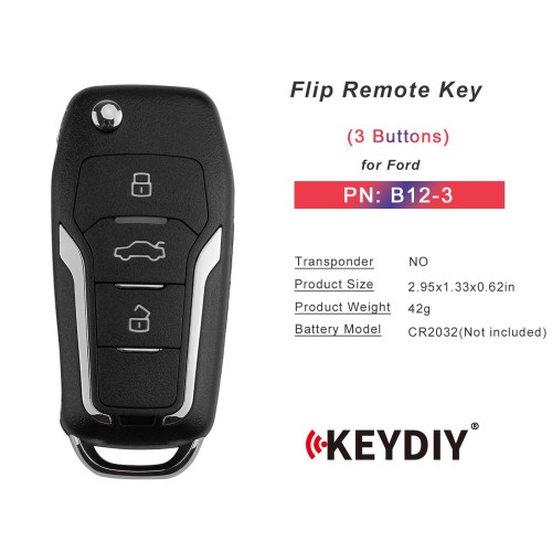 KEYDIY KD B12-3 Universal Flip Remote Key 3 Buttons for Ford Type 5PCS