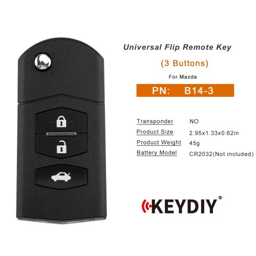 KEYDIY KD B14-3 Universal Flip Remote Key 3 Buttons for Mazda Type 5PCS
