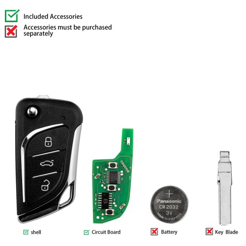 KEYDIY KD NB30-3 Universal Flip Remote Key 3 Buttons 5pcs