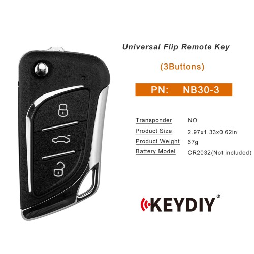 KEYDIY KD NB30-3 Universal Flip Remote Key 3 Buttons 5pcs