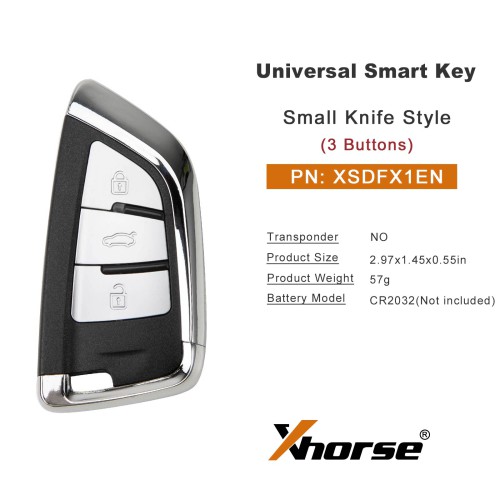 Xhorse XSDFX1EN 3 Buttons Knife Style Universal Smart Key 5pcs/Lot