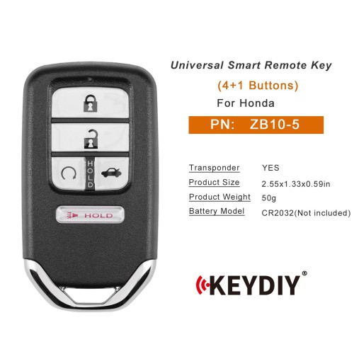 KEYDIY KD ZB10-5 Universal Smart Remote Key 4+1 Buttons for Honda Type 5pcs