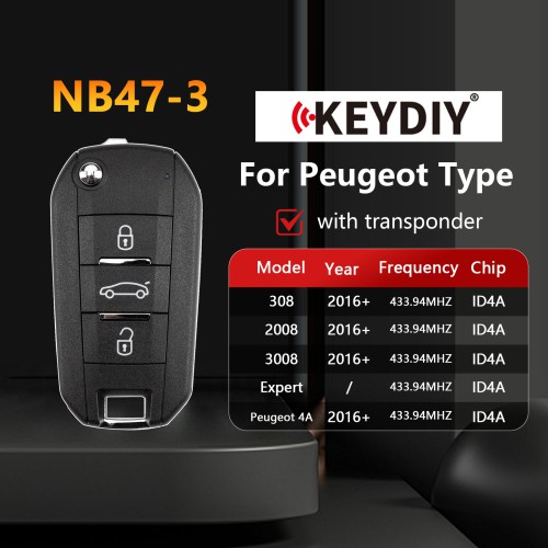 KEYDIY KD NB47-3 Universal Flip Remote Key 3 Buttons for Peugeot Type 5pcs