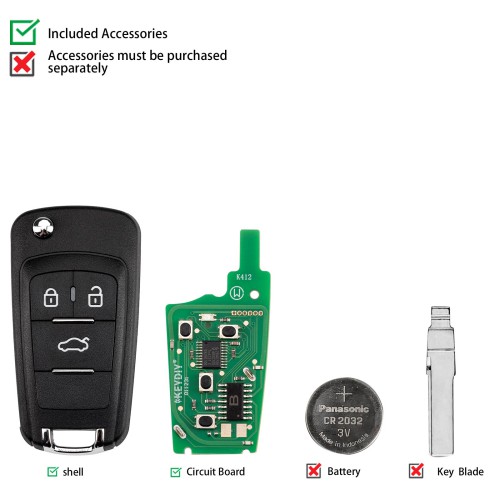 KEYDIY KD NB18-3 Universal Flip Remote Key 3 Buttons for Chevrolet Type 5pcs