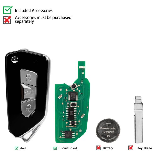 KEYDIY KD NB34-3 Universal Flip Remote Key 3 Buttons for VW Type 5pcs