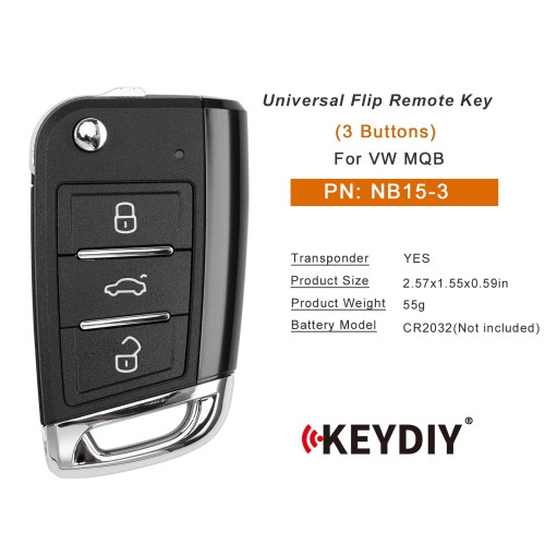 KEYDIY KD NB15-3 Universal Flip Remote Key 3 Buttons for VW MQB Type 5pcs