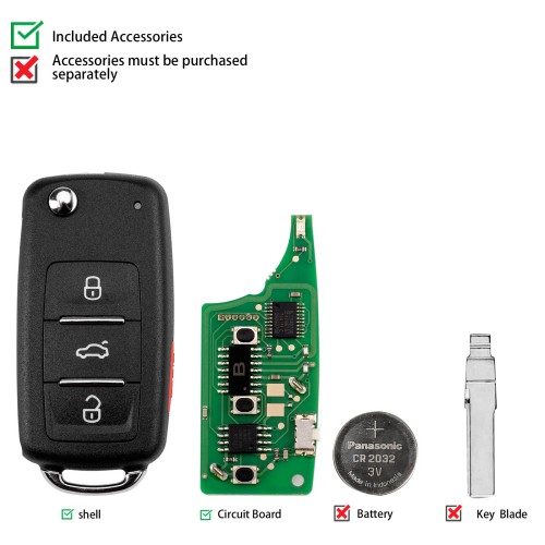 KEYDIY KD NB08-4 PCF Universal Flip Remote Key 3+1 Buttons for Volkswagen Type 5PCS