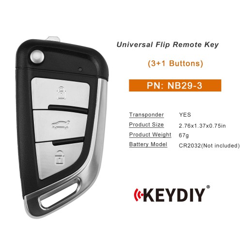 KEYDIY KD NB29-3 Universal Flip Remote Key 3 Buttons (Metal Buttons) 5PCS