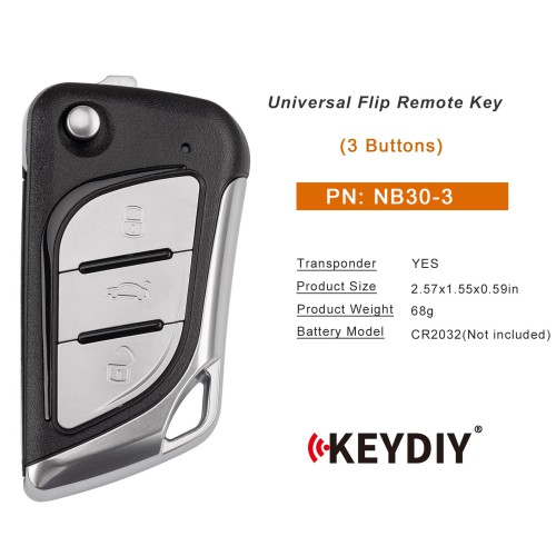 KEYDIY KD NB30-3 Universal Flip Remote Key 3 Buttons (Metal Buttons) Type 5pcs