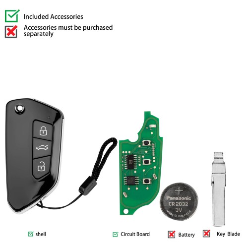 KEYDIY KD NB33-3 Universal Flip Remote Key 3 Buttons for VW Type 5pcs