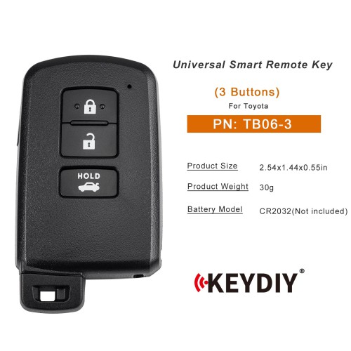 KEYDIY KD TB06-3 Universal Smart Remote Key 3 Buttons for Toyota Type 5pcs