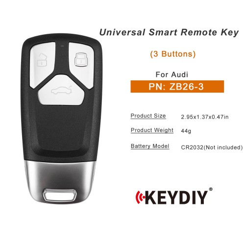 KEYDIY KD ZB26-3 Universal Smart Remote Key 3 Buttons for Audi Type 5pcs