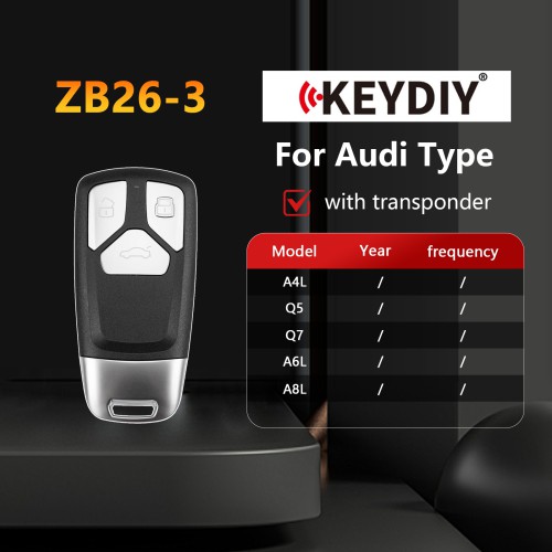 KEYDIY KD ZB26-3 Universal Smart Remote Key 3 Buttons for Audi Type 5pcs