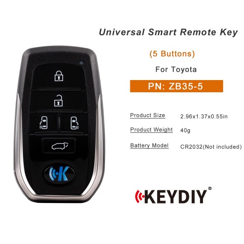 KEYDIY KD ZB35-5 Universal Smart Remote Key 5 Buttons for Toyota Type 5pcs