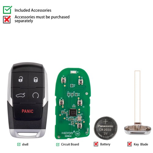 KEYDIY KD ZB18-5 Universal Smart Remote Key 4+1 Buttons for Dodge Ram Type 5pcs