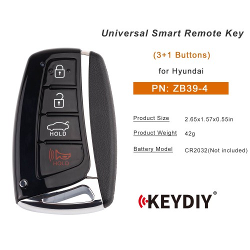 KEYDIY KD ZB39-4 Universal Smart Remote Key 3+1 Buttons for Hyundai Type 5pcs