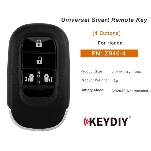 KEYDIY KD ZB46-4 Universal Smart Remote Key (Side Doors) 4 Buttons for Honda Type 5pcs