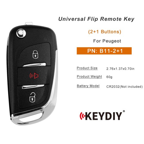 KEYDIY KD B11-2+1 Universal Flip Remote Key 2+1 Buttons for Peugeot Type 5pcs