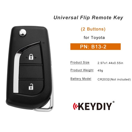 KEYDIY KD B13-2 Universal Flip Remote Key 2 Buttons for Toyota Type 5PCS