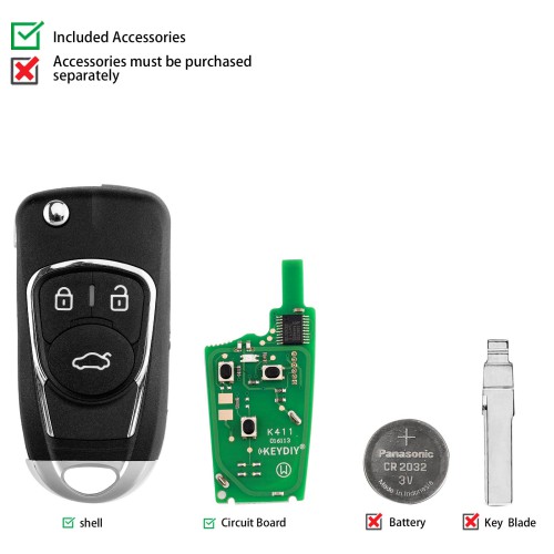 KEYDIY KD NB22-3 PCF Universal Flip Remote Key 3 Buttons for Buick Type 5PCS