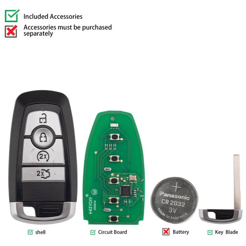 KEYDIY KD ZB21-4 Universal Smart Remote Key 4 Buttons for Ford Type 5PCS