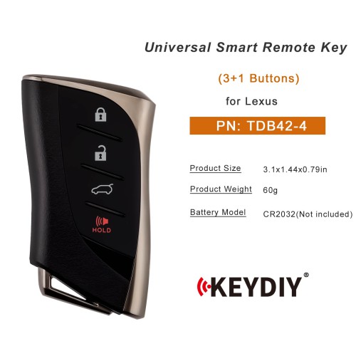 KEYDIY KD TDB42-4 Universal Smart Remote Key 3+1 Buttons for Lexus Type 5PCS