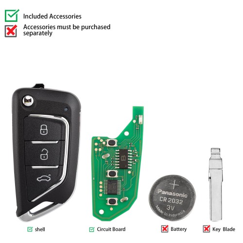 KEYDIY KD NB21-3 Universal Flip Remote Key 3 Buttons Knife Type 5PCS