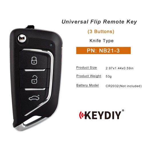 KEYDIY KD NB21-3 Universal Flip Remote Key 3 Buttons Knife Type 5PCS