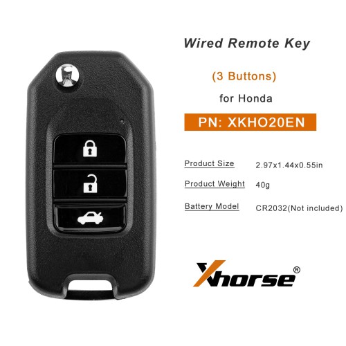 XHORSE XKHO20EN Honda Folding 3 Buttons Gen2 Wired Remote 5pcs