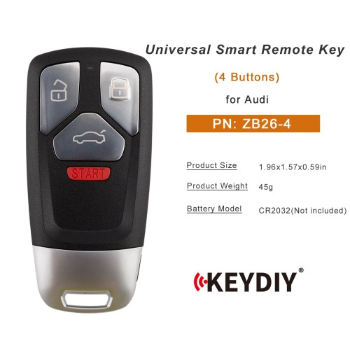 KEYDIY KD ZB26-4 Universal Smart Remote Key for Audi Type 5pcs