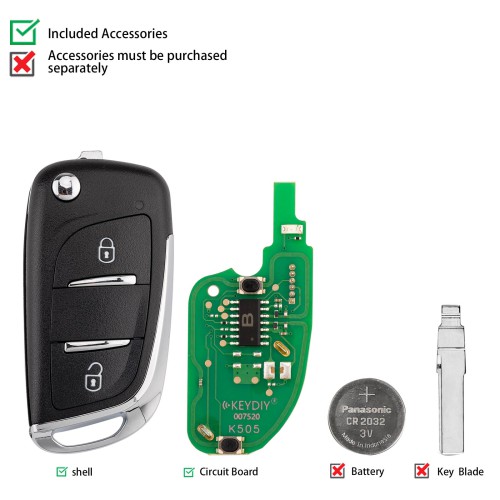 KEYDIY KD B11-2 Universal Flip Remote Key 2 Buttons for PSA Type 5PCS