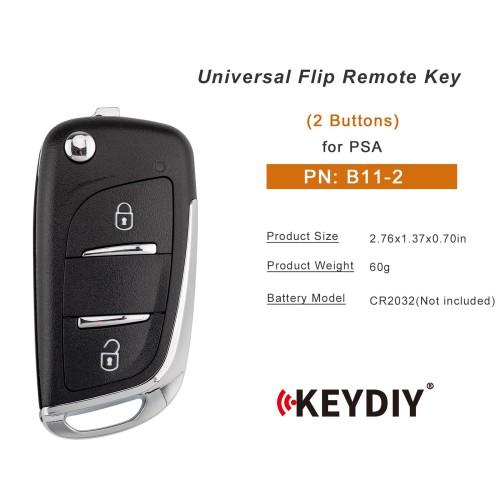 KEYDIY KD B11-2 Universal Flip Remote Key 2 Buttons for PSA Type 5PCS