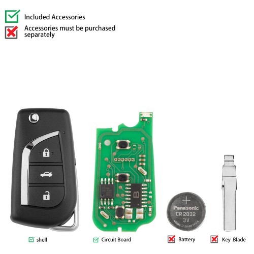 KEYDIY KD B13-3  Universal Flip Remote Key 3 Buttons for Toyota Type 5PCS