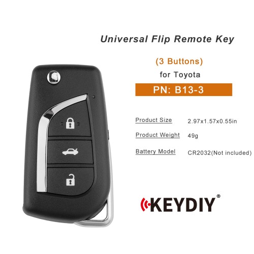 KEYDIY KD B13-3  Universal Flip Remote Key 3 Buttons for Toyota Type 5PCS