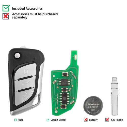 KEYDIY KD B30-3 (Metal Button) Universal Flip Remote Key 3 Buttons for Cadillac Type 5PCS
