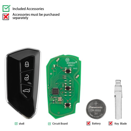 KEYDIY KD ZB25-3 Universal Smart Remote Key 3 Buttons for VW Type 5PCS