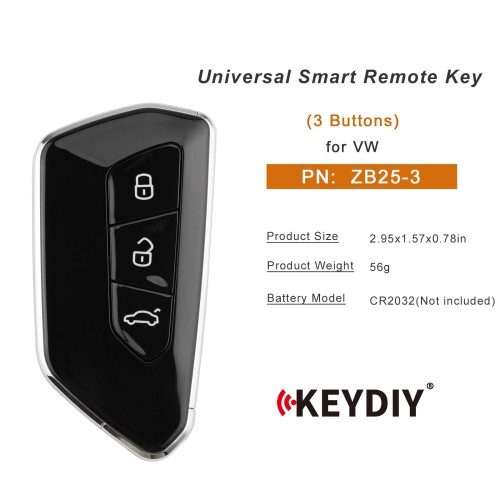 KEYDIY KD ZB25-3 Universal Smart Remote Key 3 Buttons for VW Type 5PCS