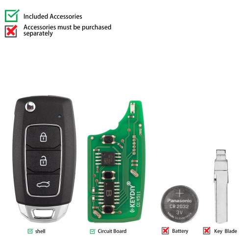 KEYDIY KD B28-3 Universal Flip Remote Key 3 Buttons for Hyundai Type 5PCS
