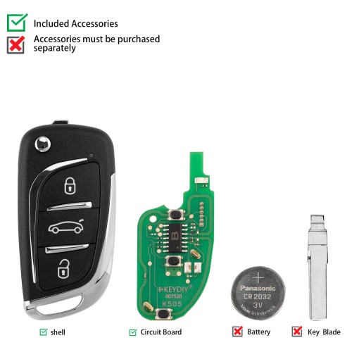 KEYDIY KD B11-3 (NEW) Universal Flip Remote Key 3 Buttons 5PCS