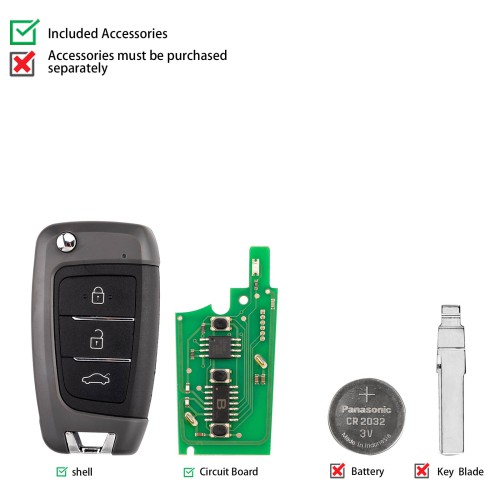KEYDIY KD B25-3 Universal Flip Remote Key 3 Buttons for Hyundai Type 5PCS