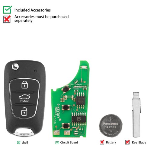 KEYDIY KD B04-3 Universal Flip Remote 3 Buttons Key for Hyundai KIA Type 5PCS